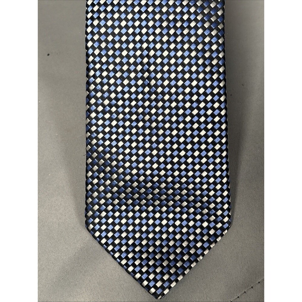 Trump Signature Collection Tie Blue Black Silver Silk Jacquard L:58”‎ W:3.5”